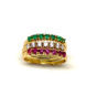 Anillo de oro 18k tres en uno rubí, zirconitas y esmeralda