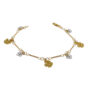 Pulsera bicolor de flores con anillas y barras de oro de 18k