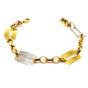 Pulsera bicolor de oro 18k de eslabones y placas