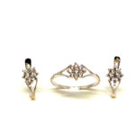 Aderezo flor de oro blanco 18k y zirconitas