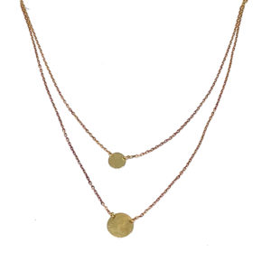 Gargantilla de oro 18k con dos placas redondas