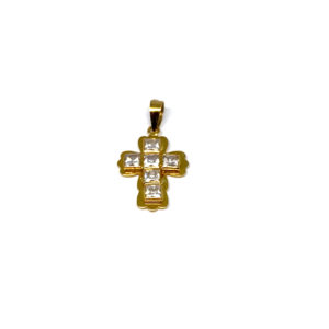 Cruz de oro 18k con zirconitas en el centro