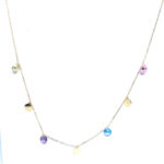 Gargantilla con placas y zirconitas de colores de oro 18k