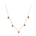 Gargantilla de oro 18k con rubis y plaquitas con zirconitas