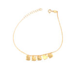 Pulsera con 5 colgantes de corazones de oro de 18k