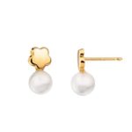 Pendiente flor y perla 5mm oro 18k