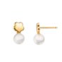 Pendiente flor y perla 5mm oro 18k