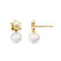Pendiente estrella zirconita y perla 5mm oro 18k
