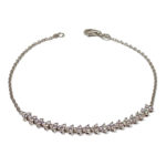 Pulsera oro blanco con cadena y zirconitas