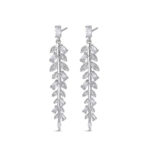 Pendiente plata de zirconita hojas en disminución con garras de 42 mm