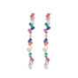 Pendiente de plata rodiado trapecios de color con garras de 65 mm