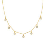 Gargantilla De Plata Chapada Cadena Con 7 Chatones De Circonita