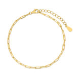 Pulsera de plata chapada fino eslabones rectangulares 17 +4 cm