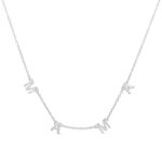 Gargantilla con cadena de plata rodiada mamá mayúsculas de 6 mm