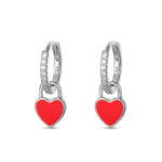 Aro de circonita rodiado de 11 mm con corazón esmaltado de 6 mm