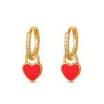 Aro de circonita chapado de 11 mm con corazón esmaltado de 6 mm