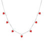 Gargantilla de plata rodidado con corazones esmaltados de 5 mm colgando 38 + 5 cm