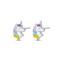 Pendiente de plata rodiado de 7 mm unicornio esmaltado con cierre presión