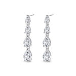Pendiente de plata rodiado gotas de circonita en disminución con garras 30 mm presión