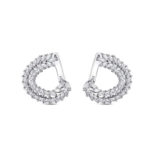 Aro de plata rodiado con zirconitas ojivales con garras de 20 mm cierre catalán