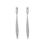 Pendiente de plata rodiado gota con circonitas de 65 mm cierre catalán