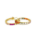 Aros de plata bañado en oro con zirconitas de colores baguette