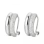 Pendiente de circonita rodidado doble combinado brillo con cierre omega de 15 mm
