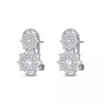 Pendiente de circonita rodidado tu y yo rosetón con cierre omega de 17 mm