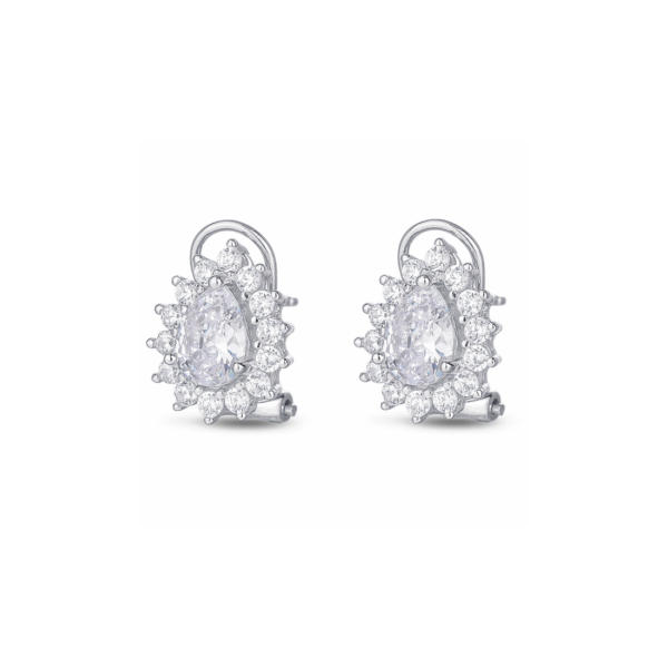 Pendiente de circonita rodidado gota garras y cierre omega de 15 mm