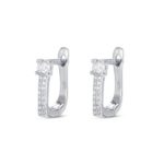 Pendiente de plata rodiado con circonita de 3 mm con garras cierre catalán 11 mm