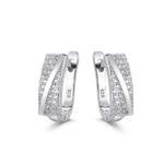 Pendiente de plata rodiado rectangular con circonitas de 12 mm cierre catalán