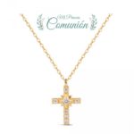 Colgante con cadena de plata chapado cruz con circonitas de 16 x 12 mm y 38 + 5 cm