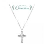 Colgante con cadena de plata rodiado cruz con circonitas de 16 x 12 mm y 38 + 5 cm