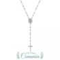 Collar de plata rodiado tipo rosario con Milagrosa de 12 mm y cruz de 14 x 9 mm circonitas