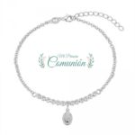 Pulsera de plata rodiada con circonitas de 3 mm y disco con Milagrosa 17 + 3 cm