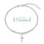 Pulsera de plata rodiada con circonitas de 3 mm y cruz 10 x 7 mm 17 + 3 cm