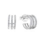 Pendiente plata rodiado con triple carril zirconitas y cierre presión