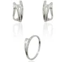 Juego pendientes y sortija oro blanco de 18k con zirconitas