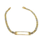 Esclava comunión oro bicolor 18k con cierre mosquetón