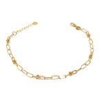Pulsera de oro 18k con cadena de eslabones y bolitas