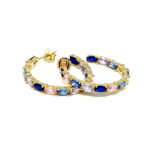 Aro de plata chapados con zirconitas de colores 27mm x 1mm