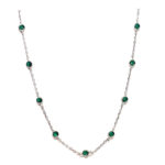 Gargantilla plata con chatones de zirconitas color verde esmeralda