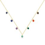 Collar de plata chapado con bolas de piedras naturales de 4 mm 38 + 5 cm