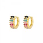 Pendiente de plata chapado aro de 12 mm con circonitas multicolor