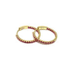 Aros de plata chapados en oro amarillo con zirconitas rosas