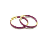 Aros de plata chapados en oro amarillo con zirconitas rosas