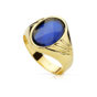 Sello oro amarillo 18k hueco piedra oval zafiro spinel 14x10mm