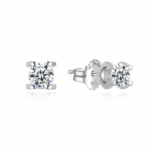 Pendiente plata rodiada con zirconita 4mm