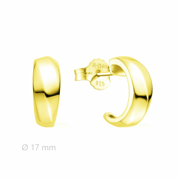 Pendiente de plata chapada semi rizado brillo con cierre presión