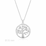 Gargantilla de plata rodiada con arbol de la vida grade 35mm acabado brillo
